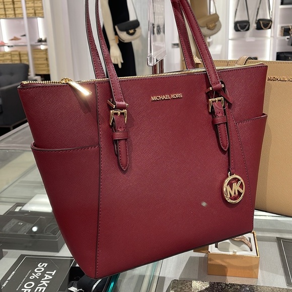MICHAEL KORS LARGE CHARLOTTE SHOULDER BAG Dark Cherry NWT - Picture 13 of 16